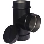 T� avec bouchon de nettoyage pour tuyau de po�le � paroi simple noir 15, 2 cm de diam�tre