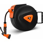 Enrouleur 10 mt de tuyau d'arrosage automatique �quip� d'un pivot de jardin et enrouleur avec pompe de ...