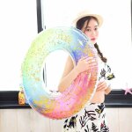 Bou�e de natation gonflable arc - en - ciel � paillettes durable pour adultes et enfants