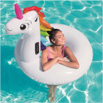 Bou�e de sauvetage arc - en - ciel blanc licorne � chevaucher 136 x 131 cm