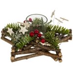 Bougeoir �toile en bois d�cor� pour centre de table avec photophore en verre - d�coration de no�l f��rique ...