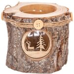 Bougeoir photophore en verre support en bois dcor d 10 cm - feeric christmas