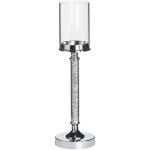 Bougeoir  pied argent en verre transparent et en mtal idal pour bougies dcorative et dcoration ...