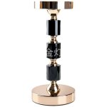 Bougeoir � pied dor� et noir en verre avec pied en m�tal id�al pour bougies et d�coration de chemin�e ...