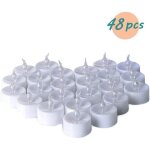 Litzee - bougies chauffe - plat led sans flamme - avec piles cr2032 - effet vacillant - blanc chaud 48 ...
