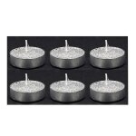 Bougie chauffe - plat paillette non parfume support - set de 6 pcs - argent silumen