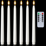 Bougies coniques à piles de 28 cm (11 pouces) avec minuterie et variateur, ensemble de 6 bougies coniques ...