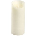 Bougie led en cire rustique ivoire  piles imitation flamme vacillante h18cm timer blanc chaud lotti