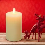 Bougie lumineuse led cylindrique en cire ivoire flamme vacillante piles 12, 5cm timer blanc chaud lotti ...