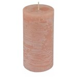 Bougie pilier d�co 'rustique' 13cm rose poudr�