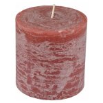 Bougie pilier ronde dco 'rustique' 10cm rose