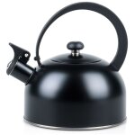 Bouilloire en acier noir avec sifflement pour faire bouillir de l'eau sur la cuisinière 2 l Bouilloire en acier noir avec sifflement pour faire bouillir de l'eau sur la cuisinière 2 l