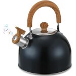 Bouilloire �lectrique de 2 litres, th�i�re r�tro en acier inoxydable, bouilloire sifflet avec poign�e, ...