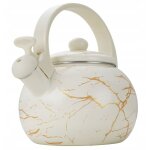 Bouilloire rétro émaillée 2, 2 l avec sifflement, acier carbone, blanc, induction, gaz Bouilloire rétro émaillée 2, 2 l avec sifflement, acier carbone, blanc, induction, gaz