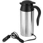 Bouilloire de voyage �lectrique portable en acier inoxydable 750ml, allume cigare de voiture de 12v, ...