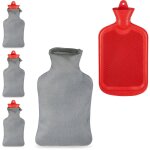 Bouillotte, lot de 4, avec housse moelleuse, 2 litres, caoutchouc naturel sans odeur, eau chaude, gris ... Bouillotte, lot de 4, avec housse moelleuse, 2 litres, caoutchouc naturel sans odeur, eau chaude, gris ...
