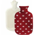 Bouillotte en caoutchouc eau chaude ou froide avec housse coton - 2 l - pois - rouge - s�nger