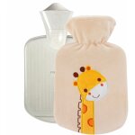 Le monde des animaux - bouillotte en caoutchouc eau chaude ou froide avec housse velours - 0. 8 l - girafe ...