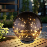 Boule lumineuse solaire couleur fum�e boule solaire ext�rieure boule solaire, noir, 40x led 0, 06w blanc ...