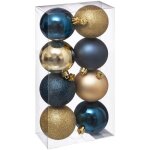 D�co de sapin lot de 8 boules de no�l d 7 cm - bleu et or - feeric christmas