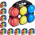 Boule de ptanque enfant, lot de 10 jeux, 60 boules, 3 couleurs, plastique, avec cochonnet & tui de ...