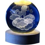 Boule de verre 3d avec led rgb i - total xl2723 effet au plafond, veilleuse, lampe de nuit avec base ...