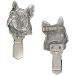 Bouledogue franais - broche avec clip, porte - dossard, cadeau pour exposition canine par art - dog