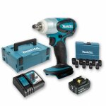 Boulonneuse � chocs 18v 230nm 1 / 2' dtw251 avec 1 batterie 5ah + coffret 9 douilles + coffret makita ...