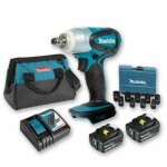 Boulonneuse � chocs 18v 230nm 1 / 2' dtw251 avec 2 batteries 5ah + coffret 9 douilles + sac makita
