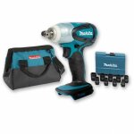 Boulonneuse � chocs 18v 230nm 1 / 2' dtw251 (machine seule) + coffret 9 douilles + sac makita