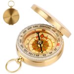Boussole d?ext�rieur portable en laiton �tanche - boussole de poche pour camping, randonn�e, chasse et ...