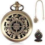 Boussole vintage avec chane, mini boussoles survie navigation extrieure portable, compas d'orientation ...