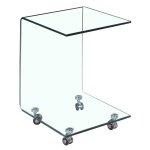 Meubletmoi - bout de canapé carré h. 62 cm en verre trempé avec 4 roulettes - ice Meubletmoi - bout de canapé carré h. 62 cm en verre trempé avec 4 roulettes - ice