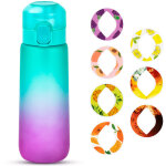 Bouteille d'eau aromatis�e 750 ml, bouteille d'eau de sport avec 7 dosettes de parfum de fruits al�atoires, ...