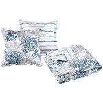 Boutis quiberon bleu et gris avec 2 taies assorties 220 x 240 cm