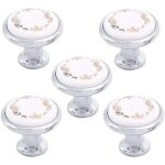 Boutons en c�ramique boutons d'armoire vintage, lot de 5 boutons et poign�es ronds int�rieurs de 32 mm ...