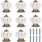 Boutons de meubles en cramique en forme de citrouille (lot de 8), 4x4 cm, poignes rtro pour armoires ...