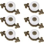 Boutons de porte ronds cuivre et blanc lot de 6 poign�es vintage avec vis pour armoire bureau table de ...