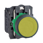 Bouton poussoir - affleurant - 1 no - jaune - complet schneider electric xb5aa51
