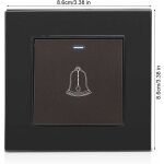 Bouton sonnette exterieur, 220250v interrupteur de sonnette  panneau en verre tremp bouton poussoir ...