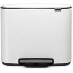 Brabantia - bo pedal - poubelle, acier inoxydable, 3 seaux intrieurs, blanc, 3 x 11 litres.
