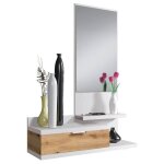 No brand - meuble d'entre dalhia, 1 miroir, 1 tiroir, chne artik blanc et nodi, style moderne, 116x81x29 ...