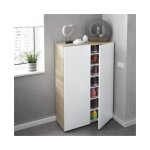 No brand - meuble à chaussures 72x36x103 cm blanc mat et chêne canadien avec 2 portes ? suède No brand - meuble à chaussures 72x36x103 cm blanc mat et chêne canadien avec 2 portes ? suède