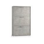 No brand - meuble à chaussures 112 cm double profondeur béton avec trois portes rabattables - serbia No brand - meuble à chaussures 112 cm double profondeur béton avec trois portes rabattables - serbia