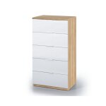 No brand - chiffonnier 60x40x110 cm avec 5 tiroirs, blanc mat chne canadien ? rende