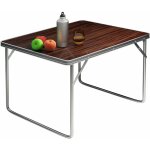 No brand - table de camping pliante valise aluminium table manger pliable effet bois 80x60x70cm