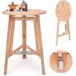 Table haute en bois massif naturel mange - debout ronde nordique pliable cuisine jardin terrasse cocktail ...