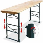 Table pliante en bois 170x50x75 / 105 cm hauteur réglable table haute avec trou pour parasol table de ... Table pliante en bois 170x50x75 / 105 cm hauteur réglable table haute avec trou pour parasol table de ...