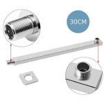 Bras de douche carr� en laiton chrom� avec rosace de 30 cm