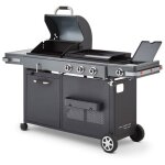 Brasero - barbecue bi - energy brasero gun metal xl - barbecue charbon et plancha 60 x 42 cm � gaz avec ...